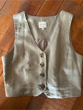 Love Tree Neutral Taupe Linen Vest